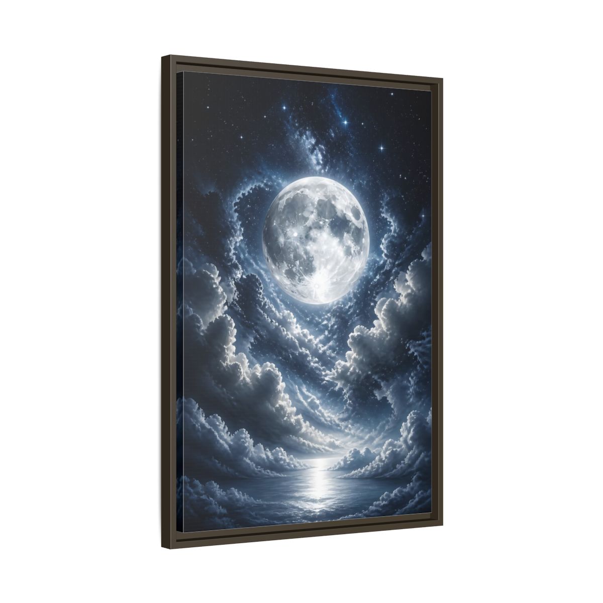 Side Mockup 11. Nature Full Moon Moonlit Night shown as stretched canvas wall art