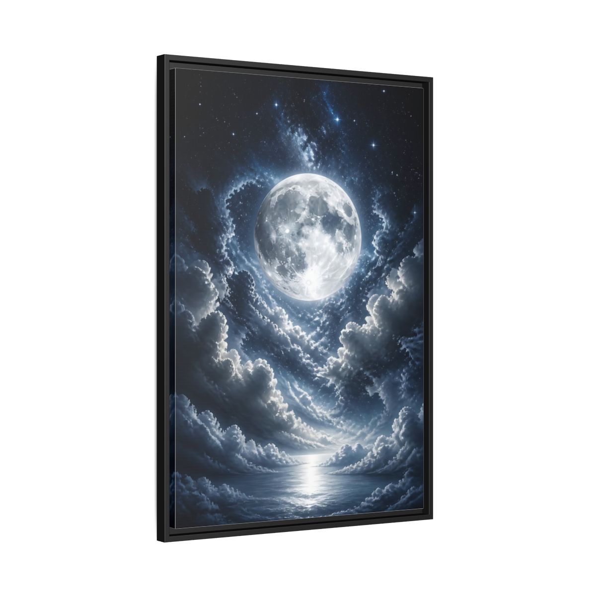Side Mockup 13. Nature Full Moon Moonlit Night shown as stretched canvas wall art