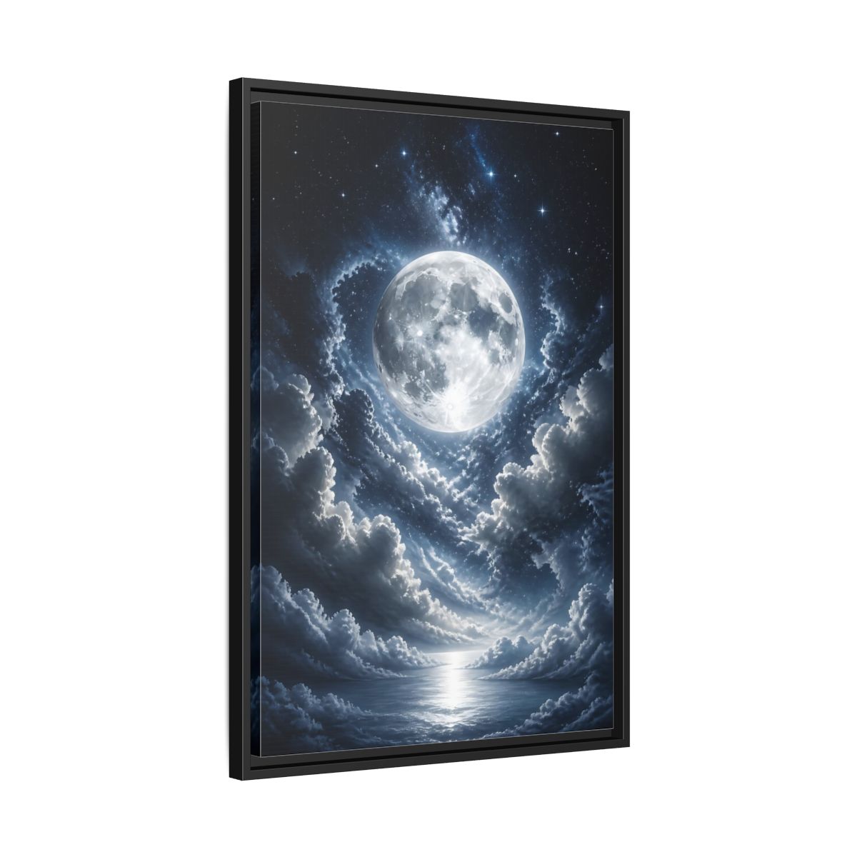 Side Mockup 14. Nature Full Moon Moonlit Night shown as stretched canvas wall art