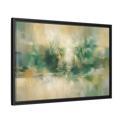 Side Mockup 14. Nature Garden Gate Green Gold shown as stretched canvas wall art