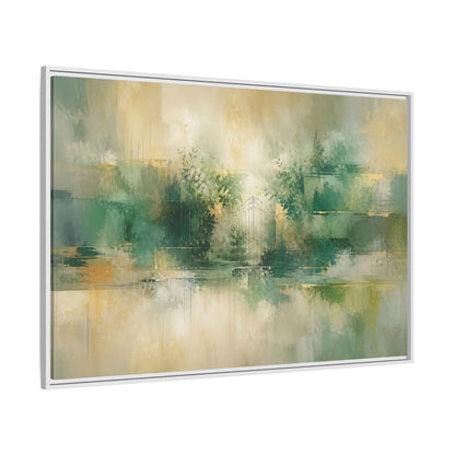 Side Mockup 7. Nature Garden Gate Green Gold shown as stretched canvas wall art
