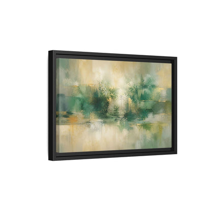 Side Mockup 6. Nature Garden Gate Green Gold shown as stretched canvas wall art