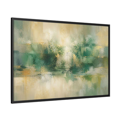 Side Mockup 12. Nature Garden Gate Green Gold shown as stretched canvas wall art