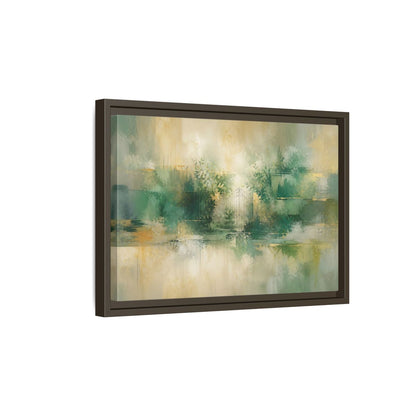 Side Mockup 5. Nature Garden Gate Green Gold shown as stretched canvas wall art