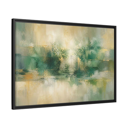Side Mockup 13. Nature Garden Gate Green Gold shown as stretched canvas wall art