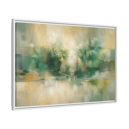 Side Mockup 9. Nature Garden Gate Green Gold shown as stretched canvas wall art
