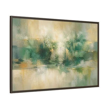 Side Mockup 8. Nature Garden Gate Green Gold shown as stretched canvas wall art