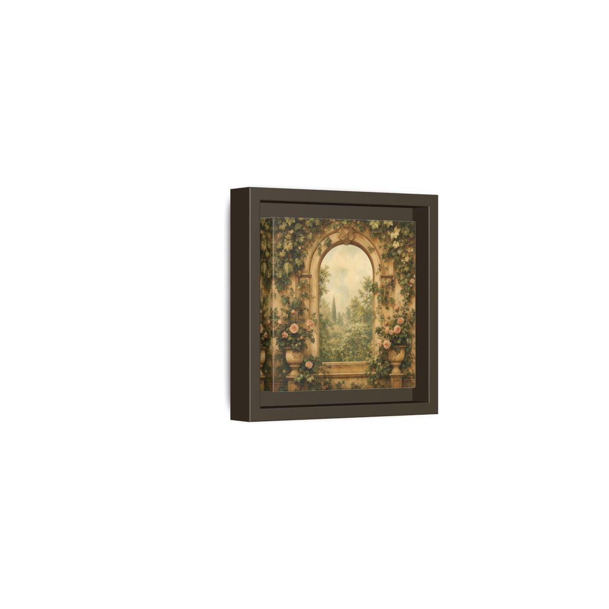 Side Mockup 23. Nature Garden Vista Vintage Garden shown as stretched canvas wall art
