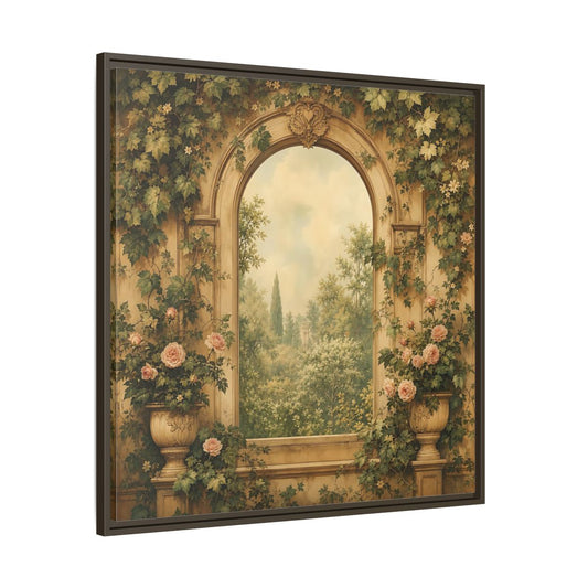 Main Mockup. Nature Garden Vista Vintage Garden shown as stretched canvas wall art