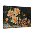 Side Mockup 4. Nature Gardenia Flowers Cream Floral Still Life shown as stretched canvas wall art