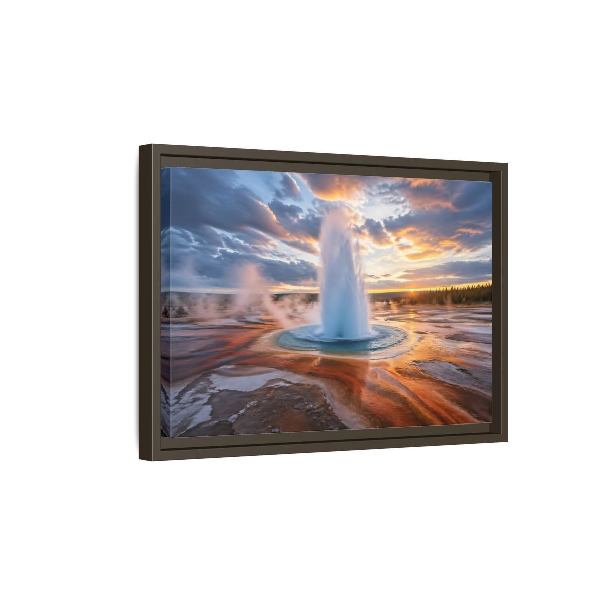 Side Mockup 5. Nature Geyser Geyser Sunset shown as stretched canvas wall art