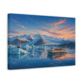 Side Mockup 4. Nature Glacial Lagoon Glacial Sunset shown as stretched canvas wall art