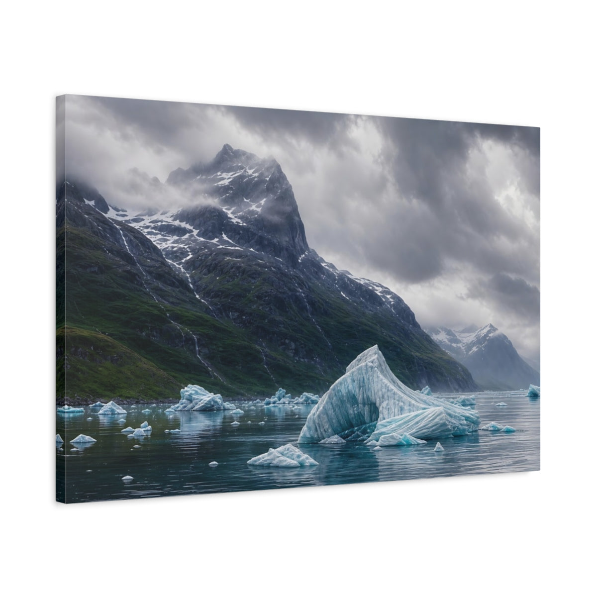 Side Mockup 2. Nature Glacial Landscape Glacial Landscape shown as stretched canvas wall art