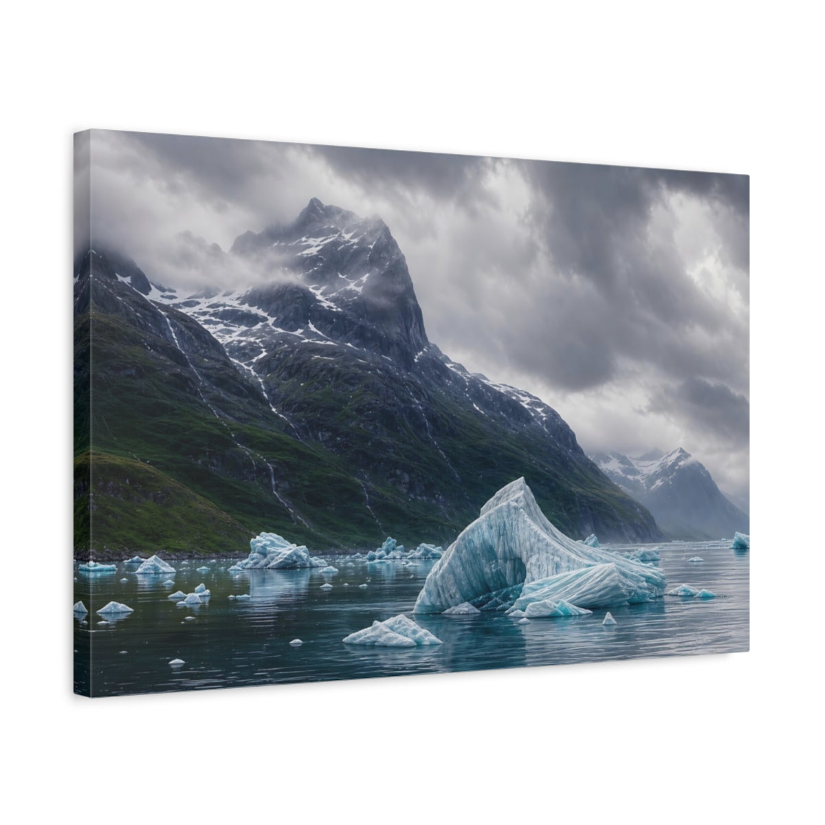 Side Mockup 3. Nature Glacial Landscape Glacial Landscape shown as stretched canvas wall art