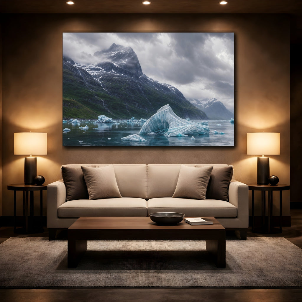 Mockup 2. Nature Glacial Landscape Glacial Landscape shown as stretched canvas wall art