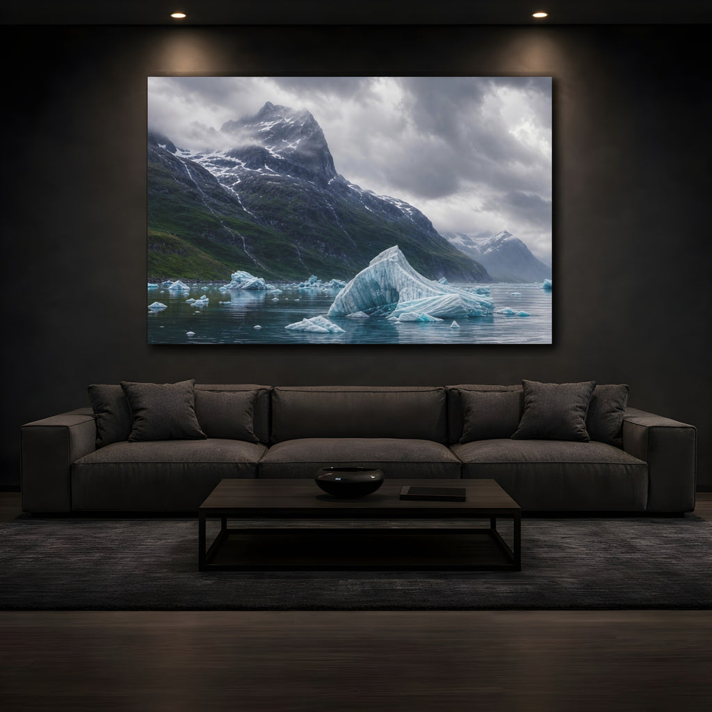 Mockup 3. Nature Glacial Landscape Glacial Landscape shown as stretched canvas wall art