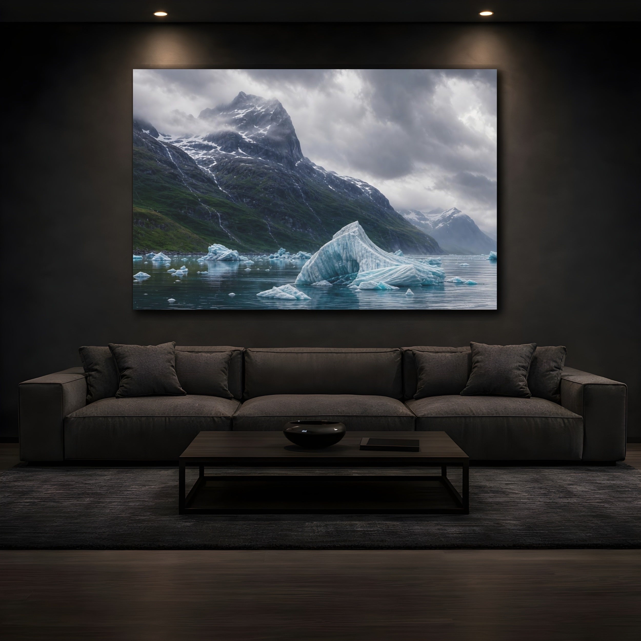 Mockup 3. Nature Glacial Landscape Glacial Landscape shown as stretched canvas wall art