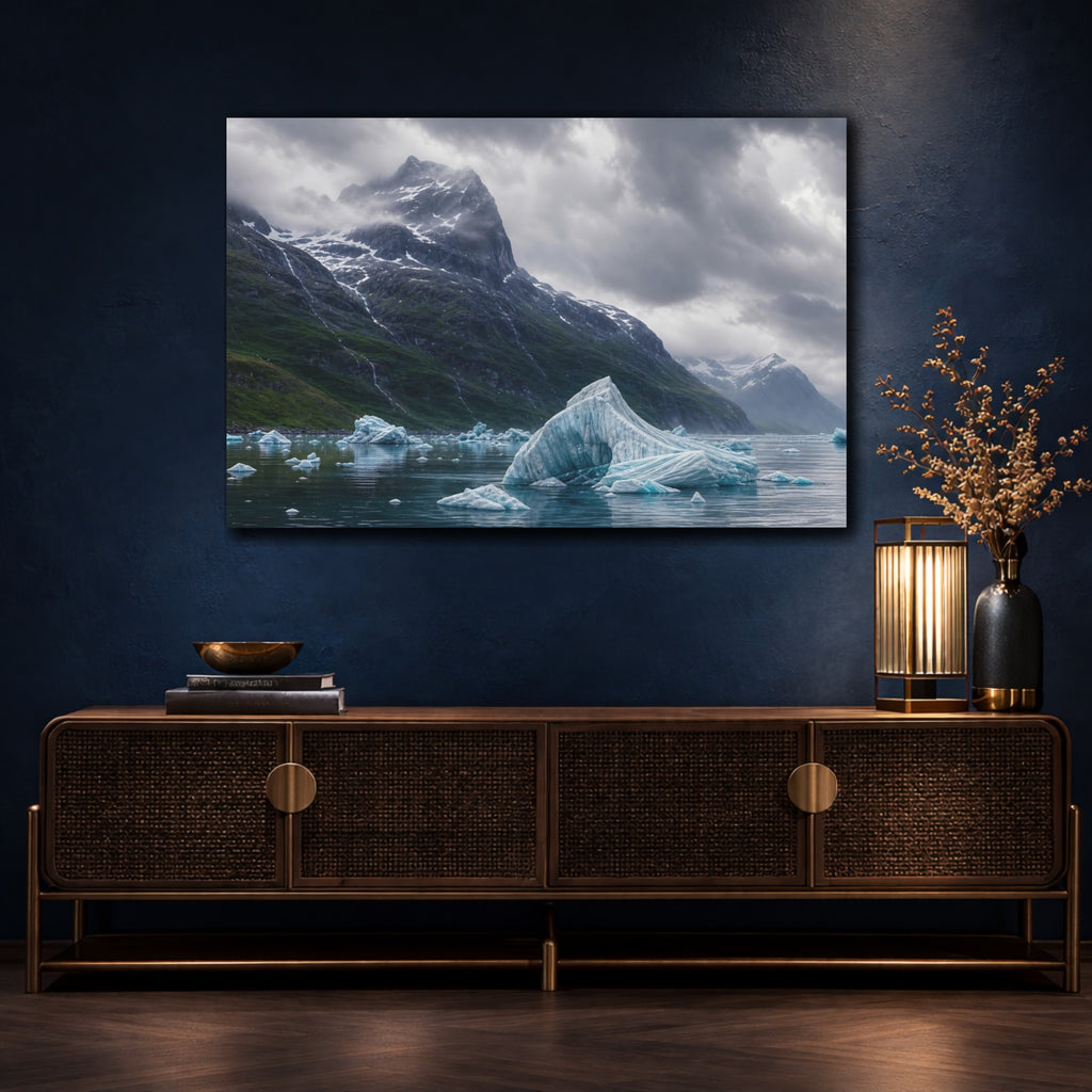 Mockup 4. Nature Glacial Landscape Glacial Landscape shown as stretched canvas wall art