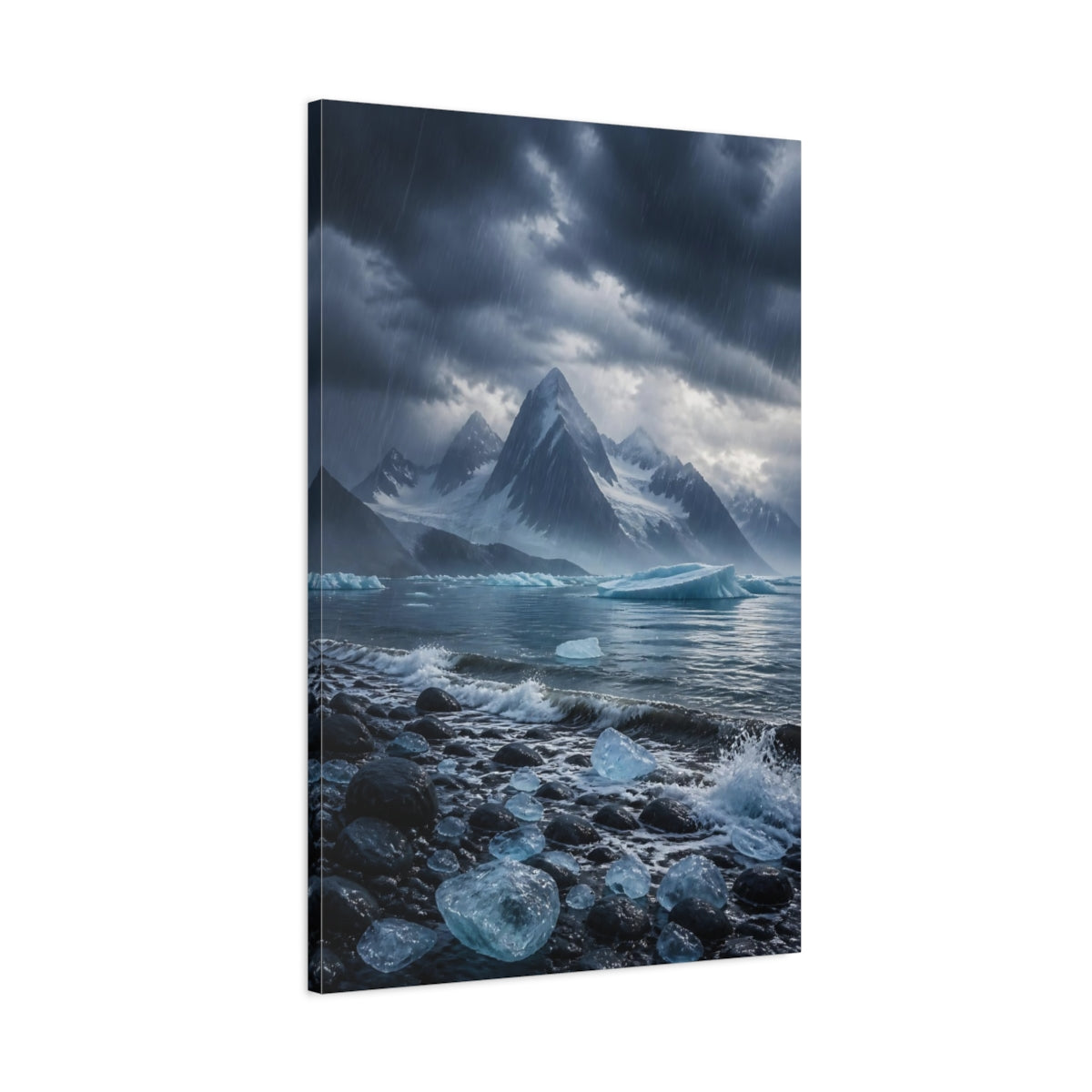 Main Mockup. Nature Glacier Mountains Stormy Arctic shown as stretched canvas wall art