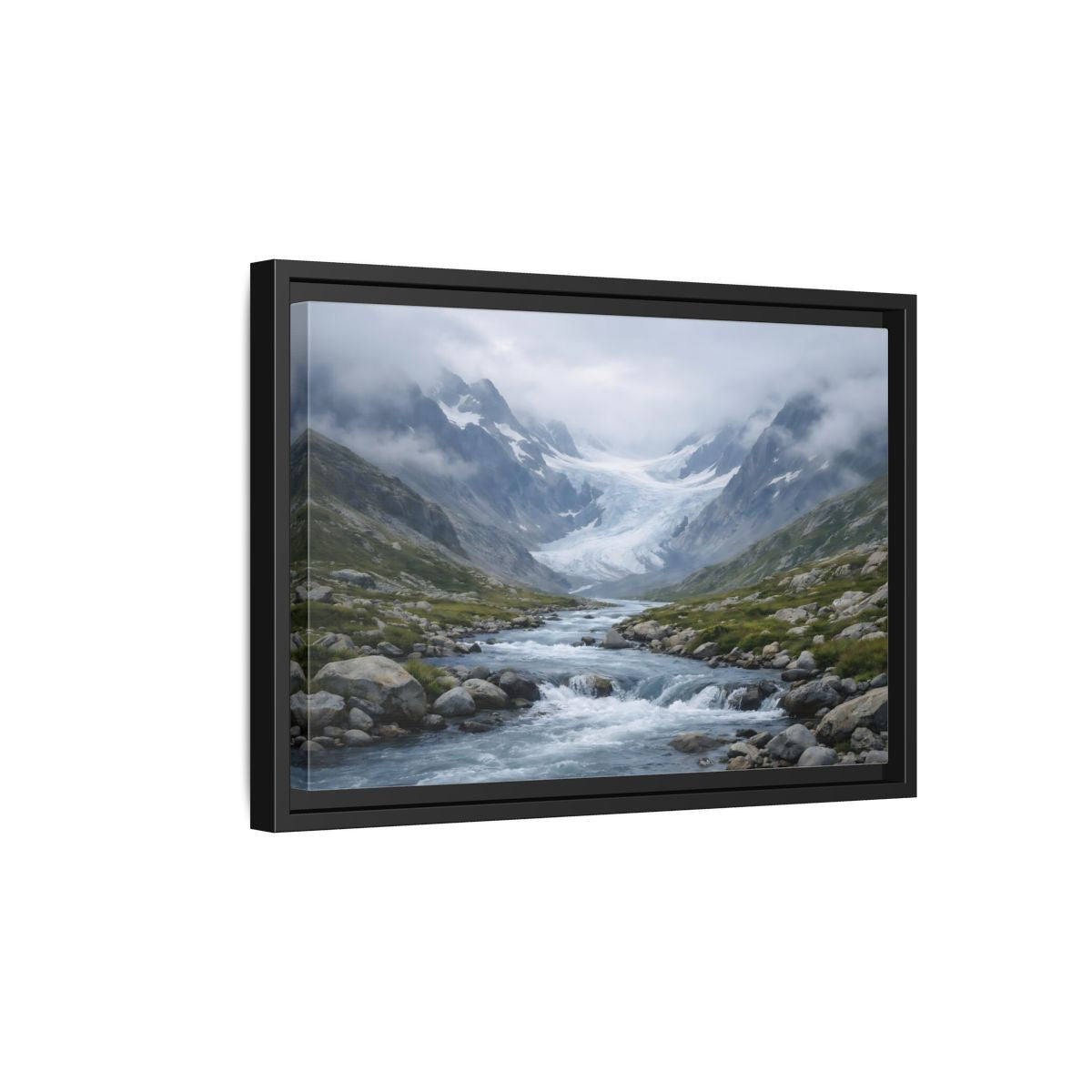 Side Mockup 6. Nature Glacier Valley Mountain Glacier shown as stretched canvas wall art