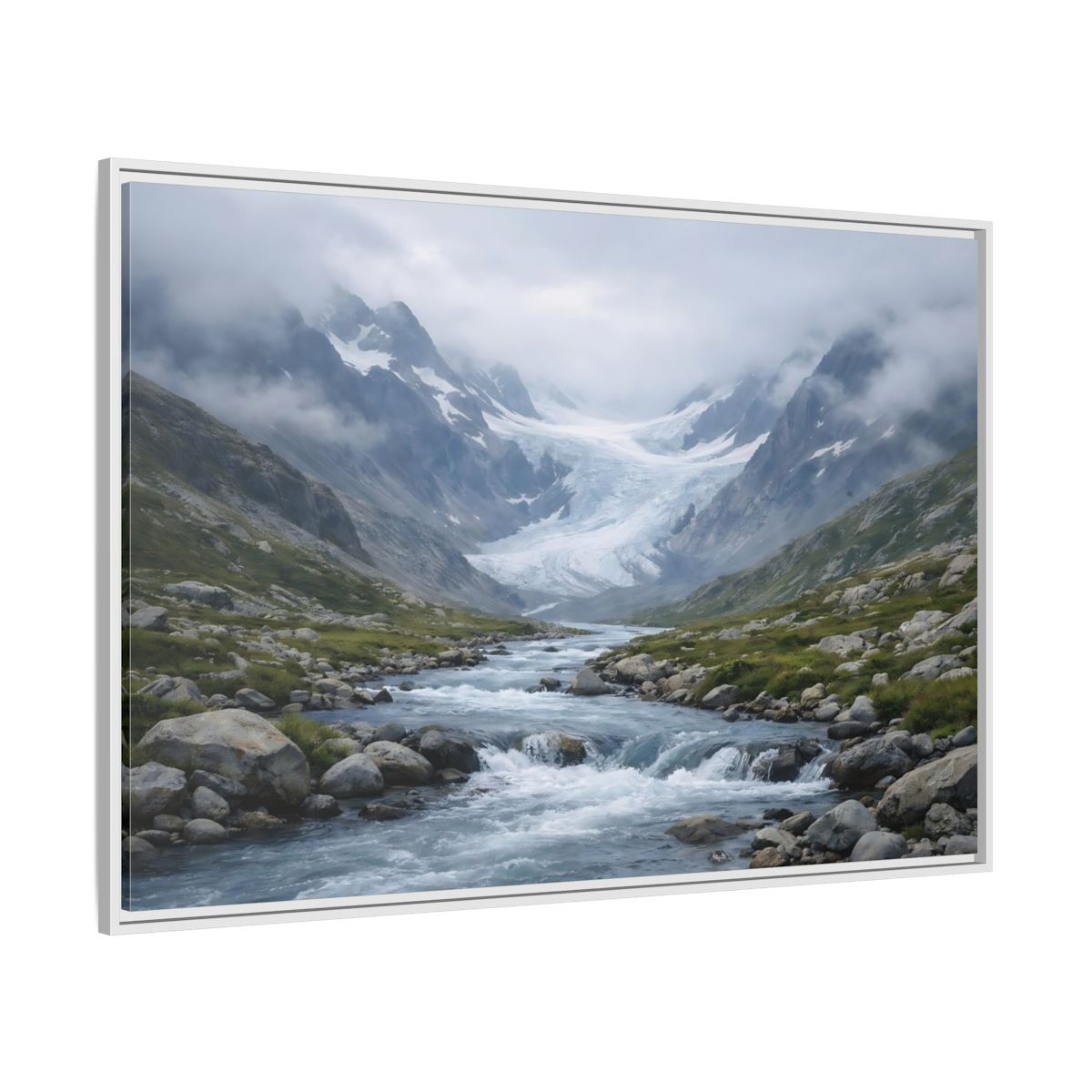 Side Mockup 7. Nature Glacier Valley Mountain Glacier shown as stretched canvas wall art