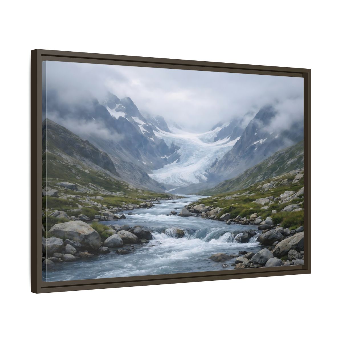 Side Mockup 11. Nature Glacier Valley Mountain Glacier shown as stretched canvas wall art