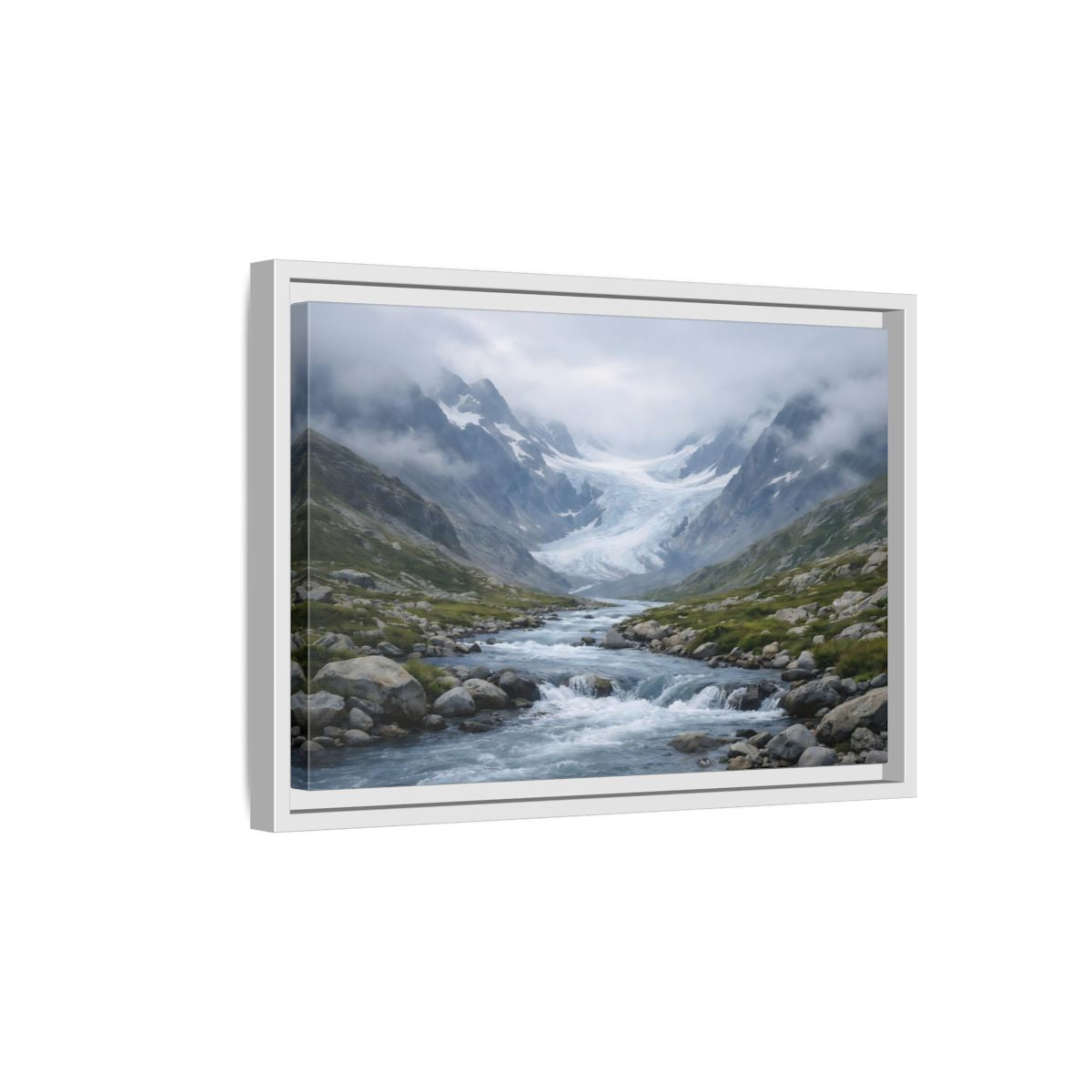 Side Mockup 4. Nature Glacier Valley Mountain Glacier shown as stretched canvas wall art