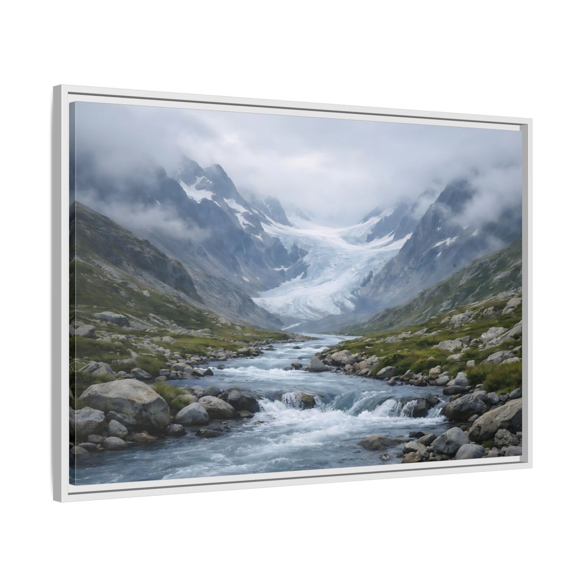 Side Mockup 9. Nature Glacier Valley Mountain Glacier shown as stretched canvas wall art