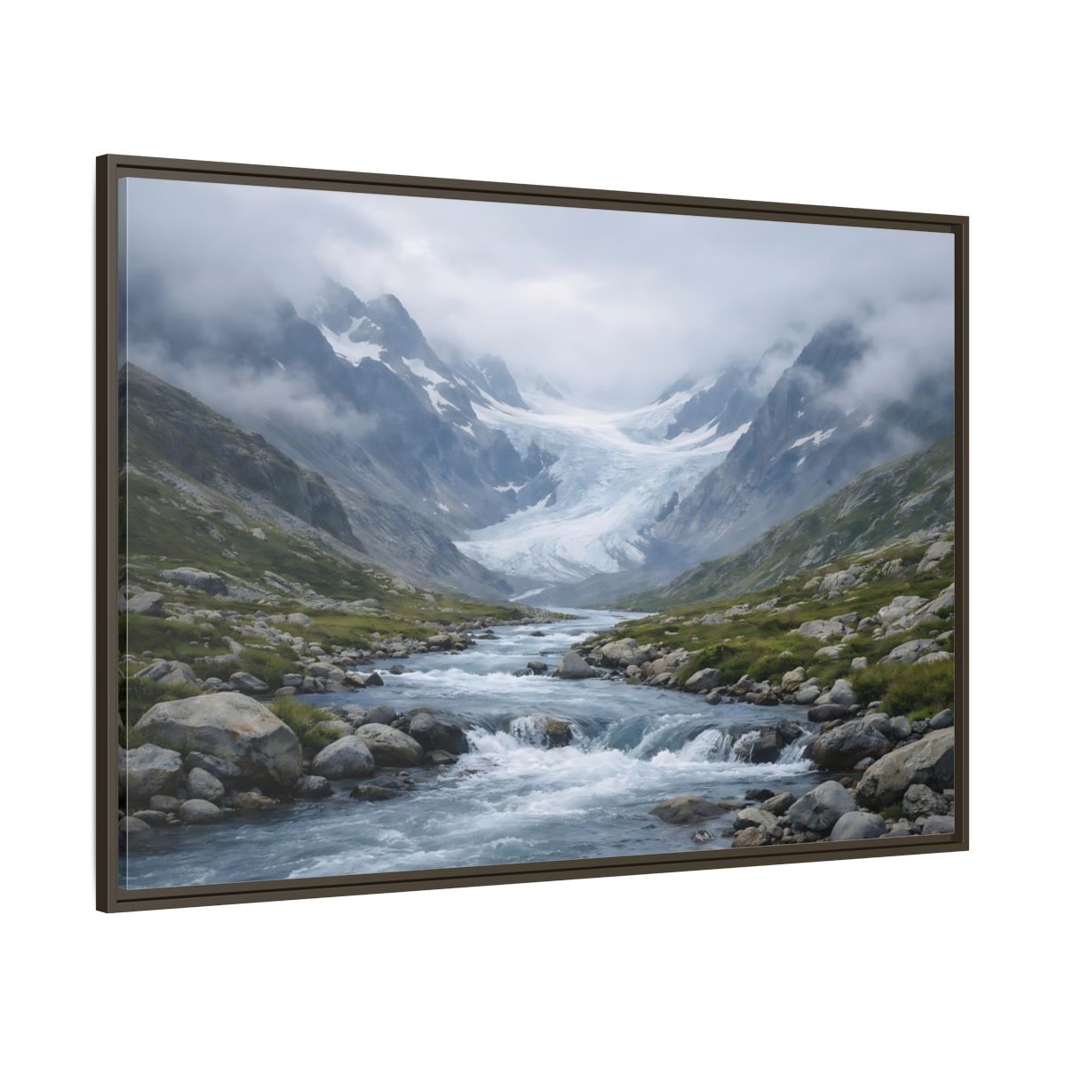Side Mockup 8. Nature Glacier Valley Mountain Glacier shown as stretched canvas wall art