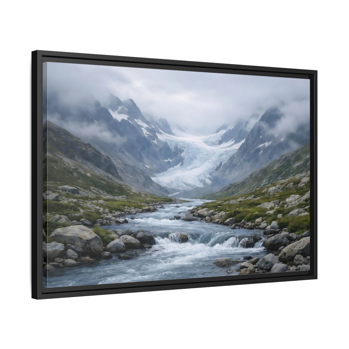 Side Mockup 14. Nature Glacier Valley Mountain Glacier shown as stretched canvas wall art