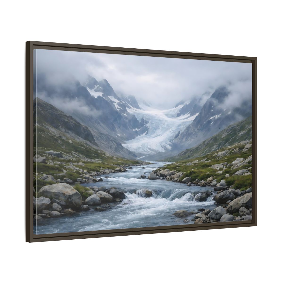 Main Mockup. Nature Glacier Valley Mountain Glacier shown as stretched canvas wall art