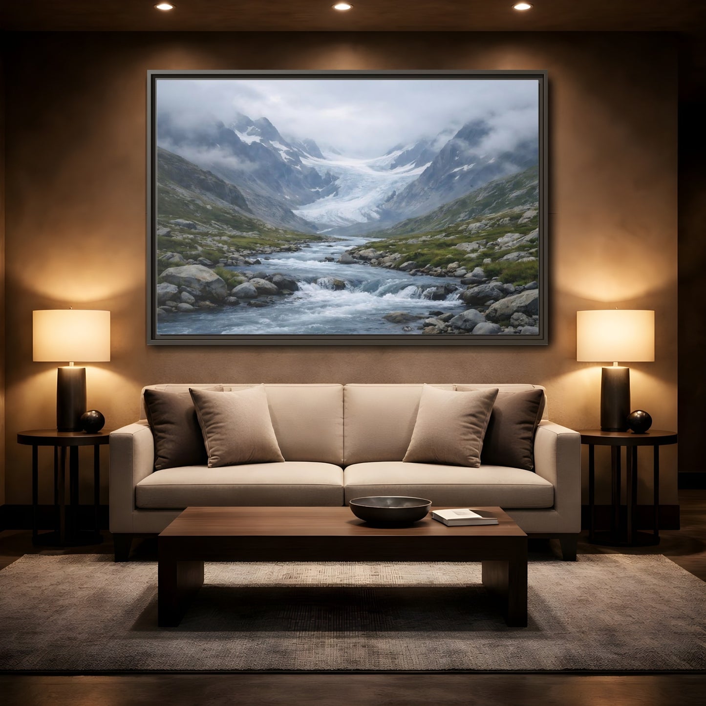 Mockup 2. Nature Glacier Valley Mountain Glacier shown as stretched canvas wall art
