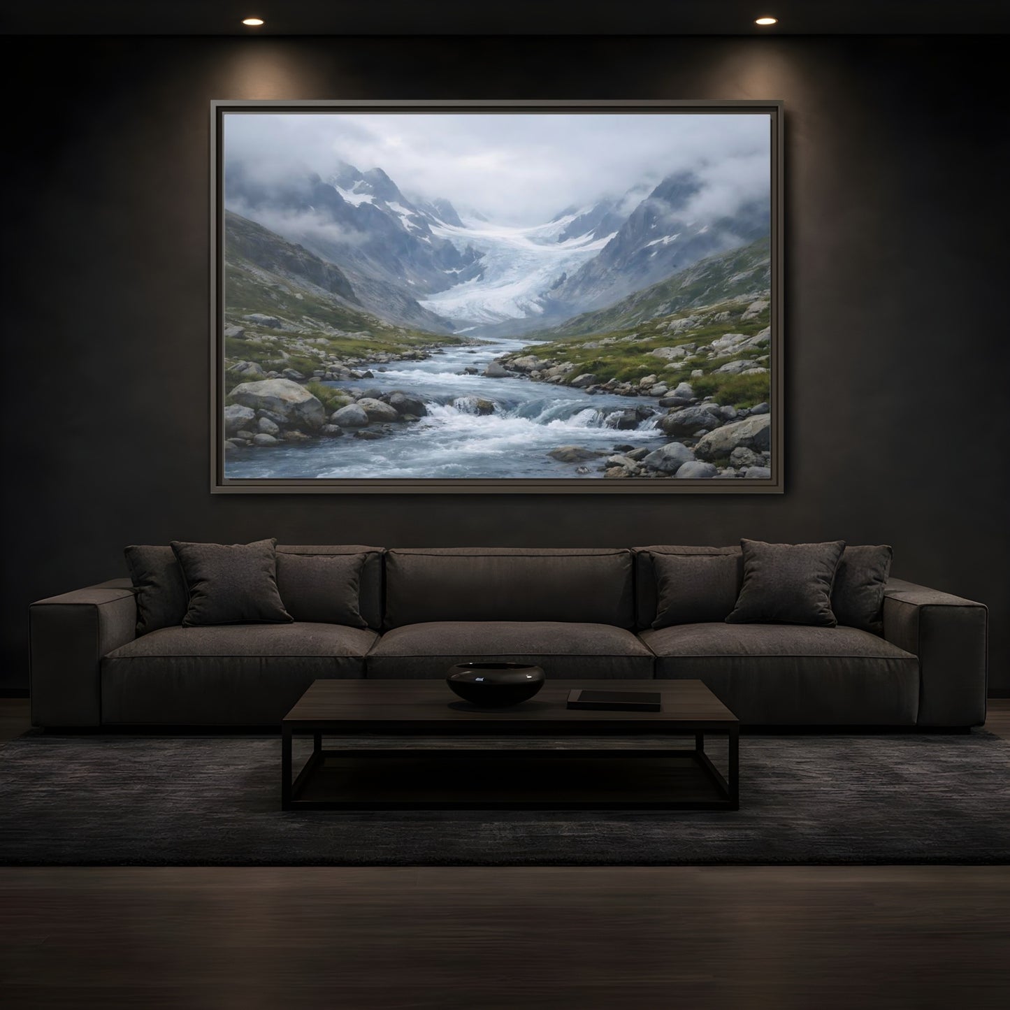 Mockup 3. Nature Glacier Valley Mountain Glacier shown as stretched canvas wall art