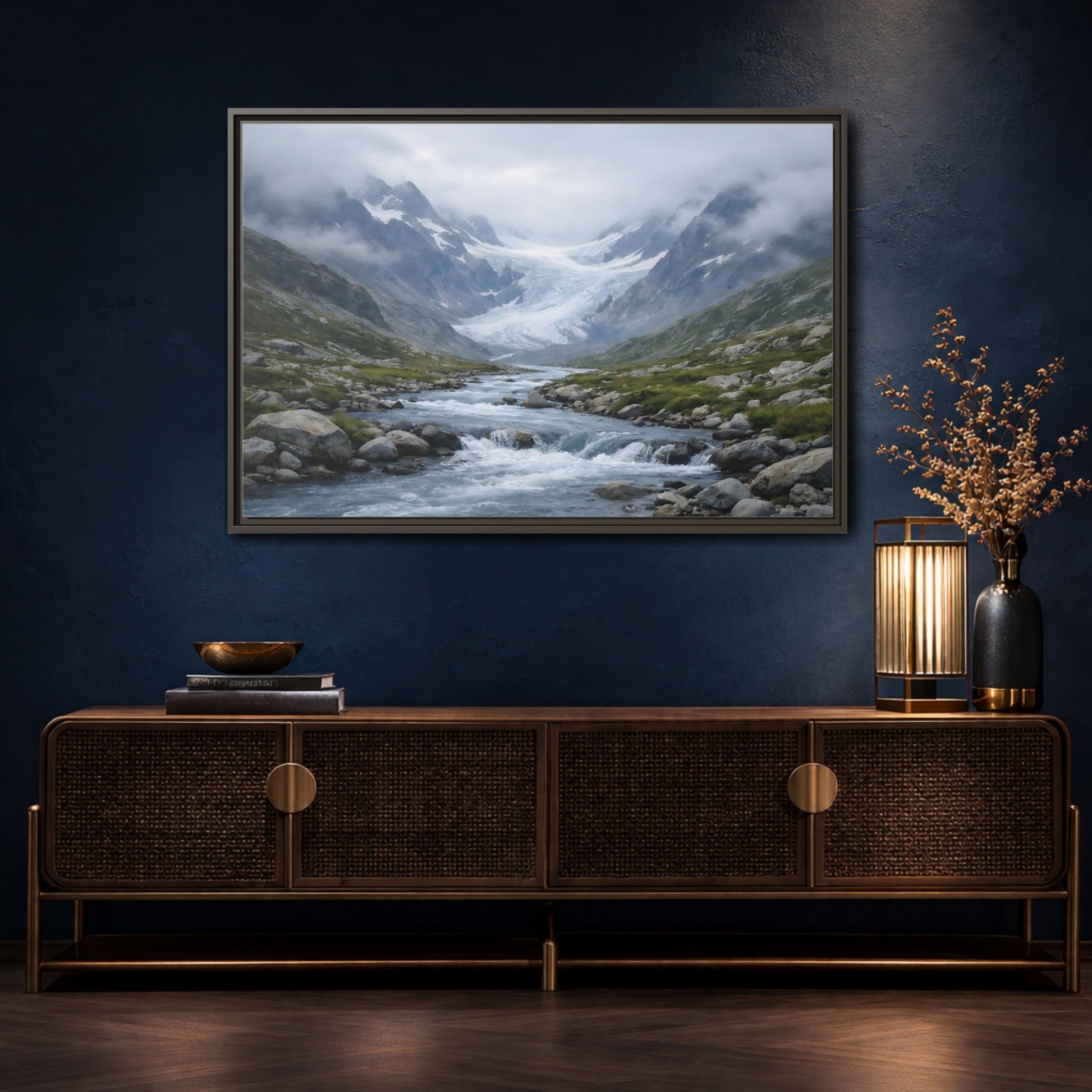 Mockup 4. Nature Glacier Valley Mountain Glacier shown as stretched canvas wall art