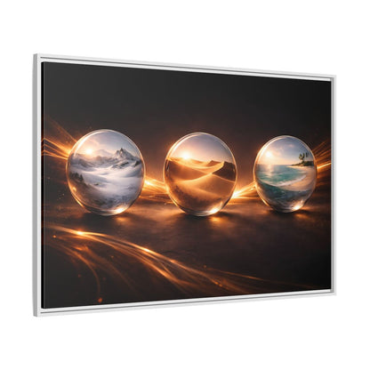 Side Mockup 7. Nature Glass Spheres Golden Glow shown as stretched canvas wall art