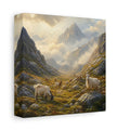 Side Mockup 2. Nature Goats Earthy Mountain Goats shown as stretched canvas wall art