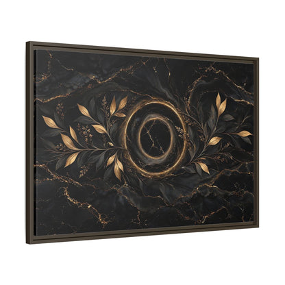 Main Mockup. Nature Golden Branches Black And Gold shown as stretched canvas wall art