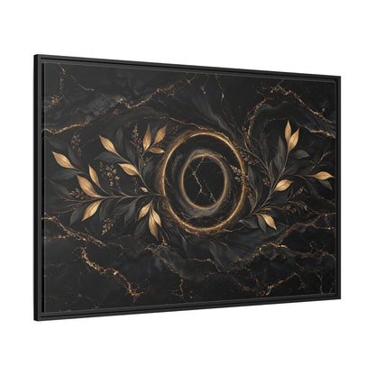 Side Mockup 12. Nature Golden Branches Black And Gold shown as stretched canvas wall art