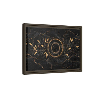 Side Mockup 5. Nature Golden Branches Black And Gold shown as stretched canvas wall art