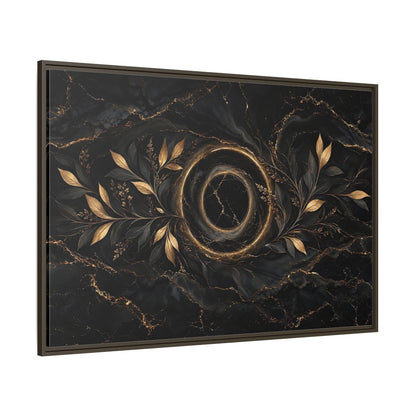 Side Mockup 8. Nature Golden Branches Black And Gold shown as stretched canvas wall art