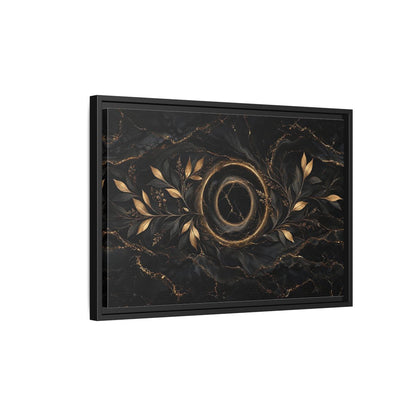 Side Mockup 3. Nature Golden Branches Black And Gold shown as stretched canvas wall art