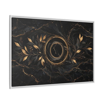 Side Mockup 7. Nature Golden Branches Black And Gold shown as stretched canvas wall art
