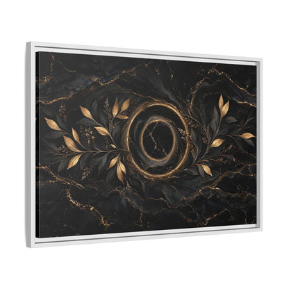 Side Mockup 10. Nature Golden Branches Black And Gold shown as stretched canvas wall art
