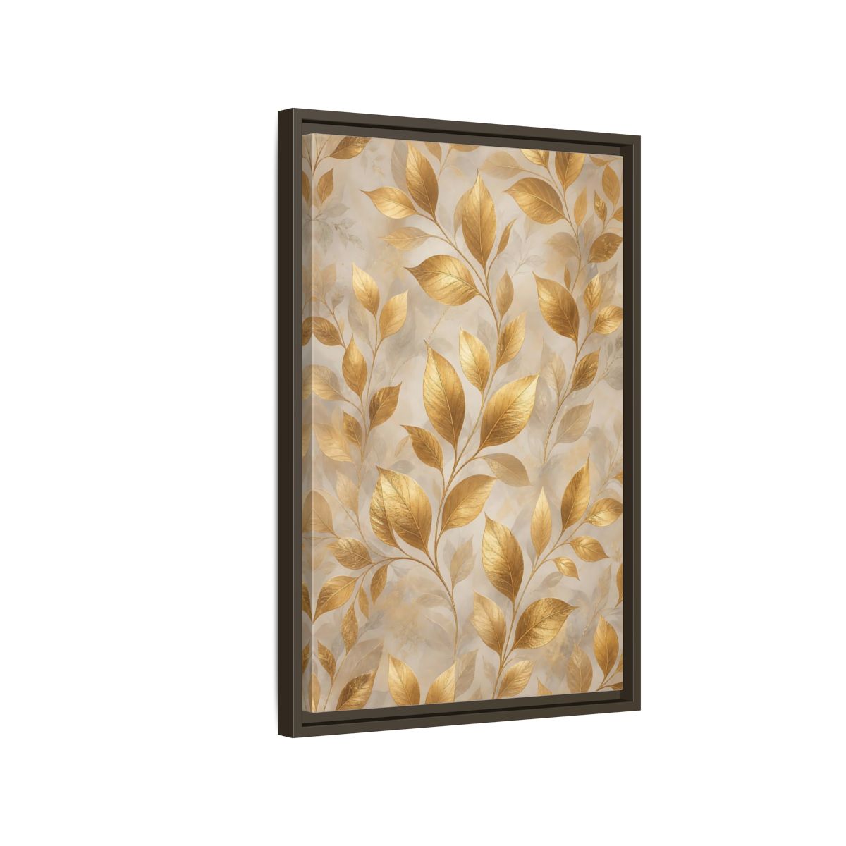Side Mockup 2. Nature Golden Leaves Gold Botanical shown as stretched canvas wall art