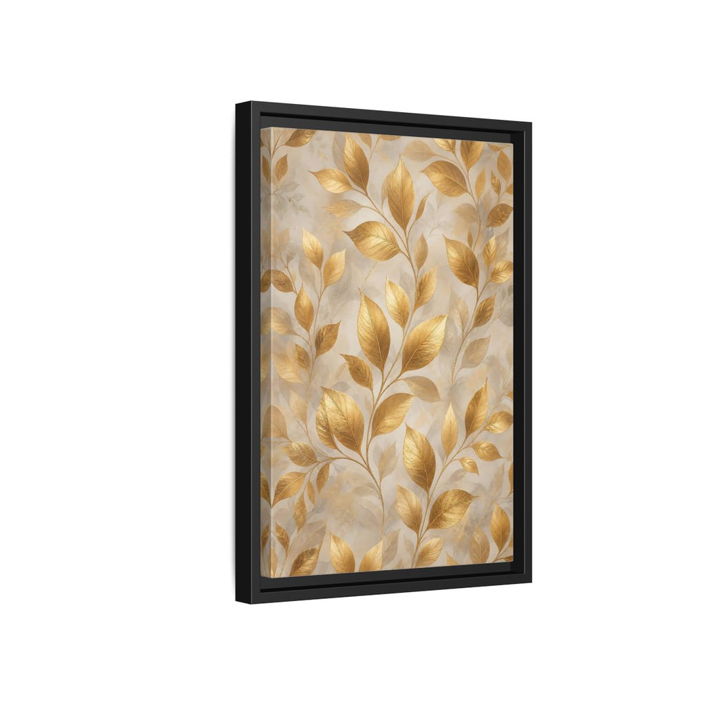 Side Mockup 6. Nature Golden Leaves Gold Botanical shown as stretched canvas wall art