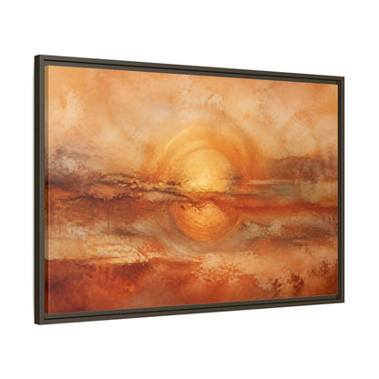 Main Mockup. Nature Golden Sun Golden Orange Abstract shown as stretched canvas wall art