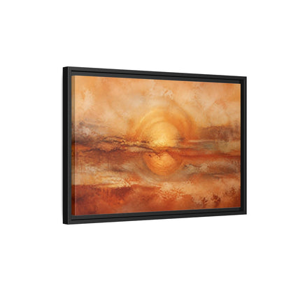Side Mockup 3. Nature Golden Sun Golden Orange Abstract shown as stretched canvas wall art