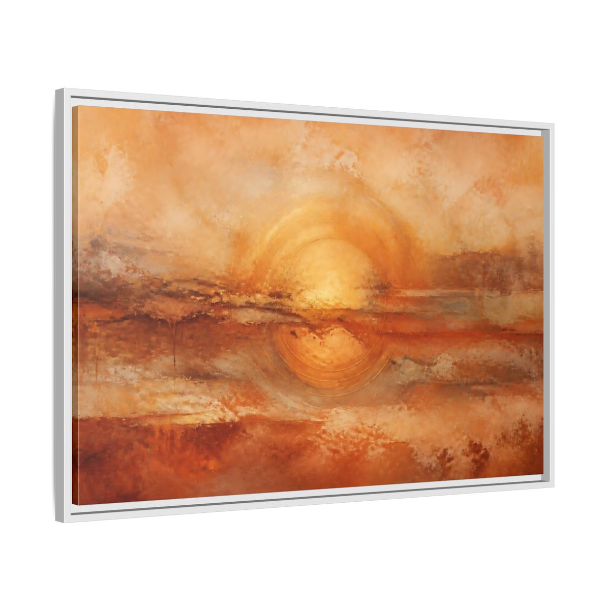 Side Mockup 9. Nature Golden Sun Golden Orange Abstract shown as stretched canvas wall art