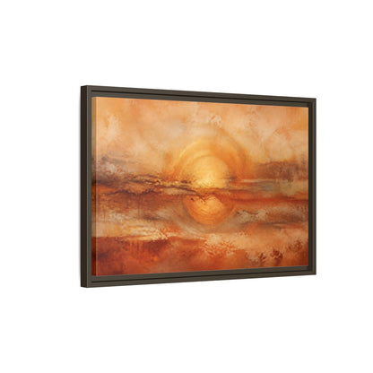 Side Mockup 2. Nature Golden Sun Golden Orange Abstract shown as stretched canvas wall art