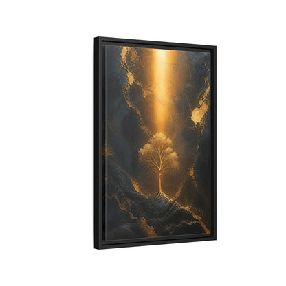 Side Mockup 3. Nature Golden Tree Gold And Black Tree shown as stretched canvas wall art